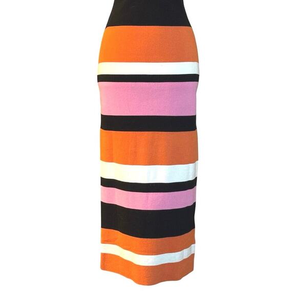TIMING Womens Modern Pop Striped Sweater Dress Size L Black/Orange/Pink - Picture 5 of 10